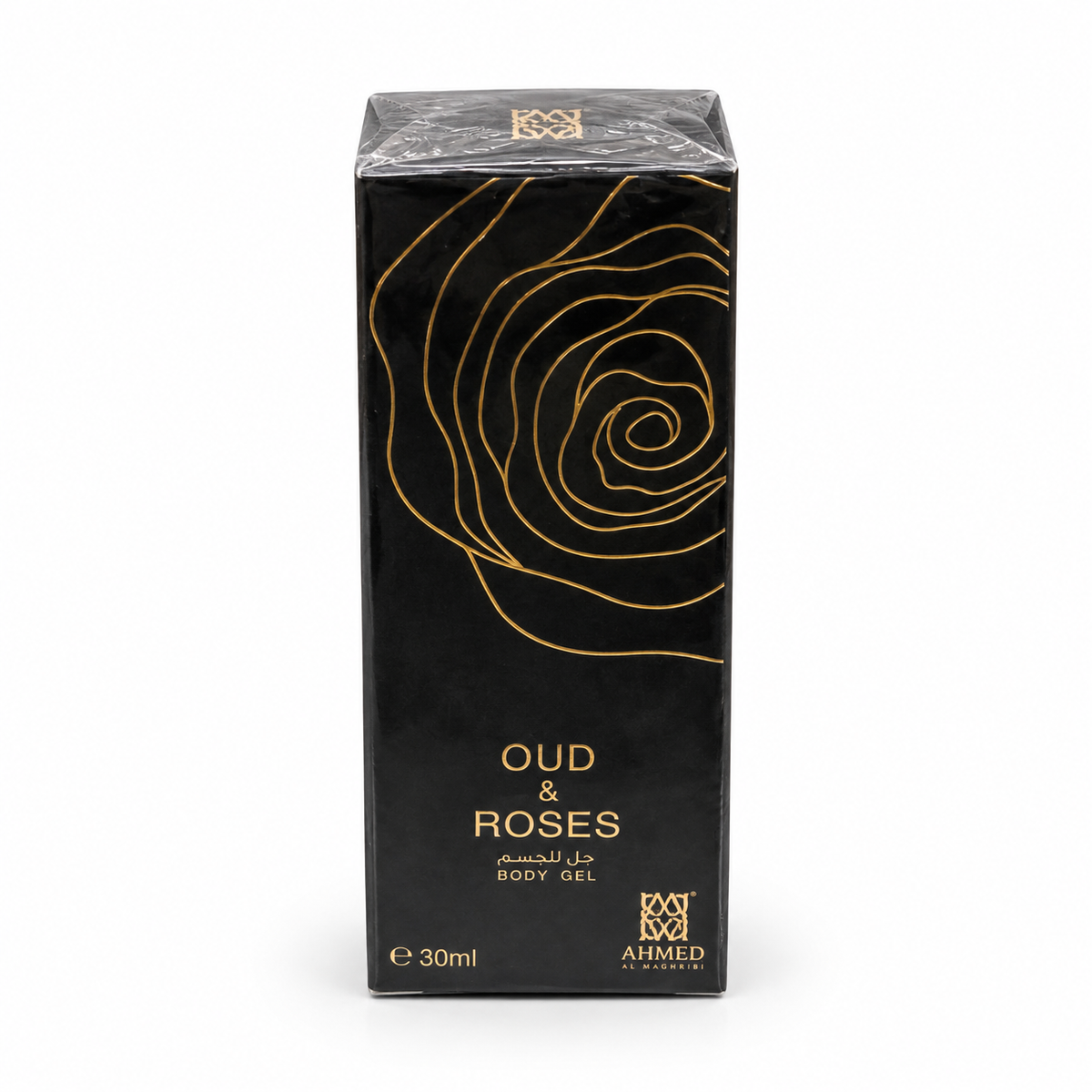 Oud & Roses Body Gel 30ml by Ahmed Al Maghribi — retail packaging