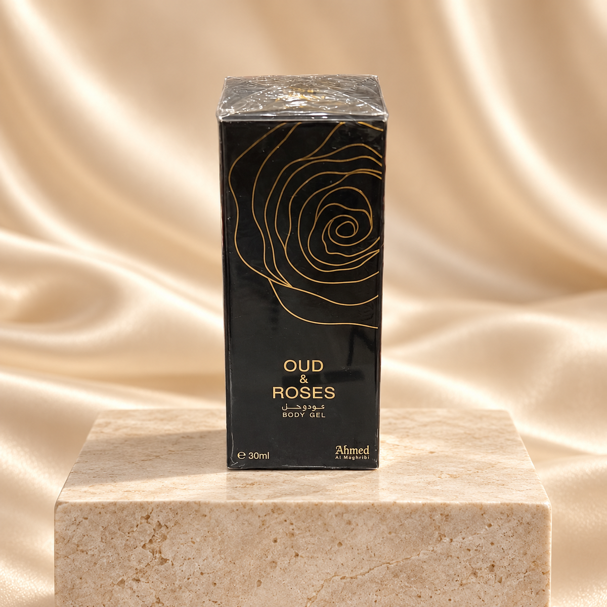 Oud & Roses Body Gel 30ml by Ahmed Al Maghribi — styled product view