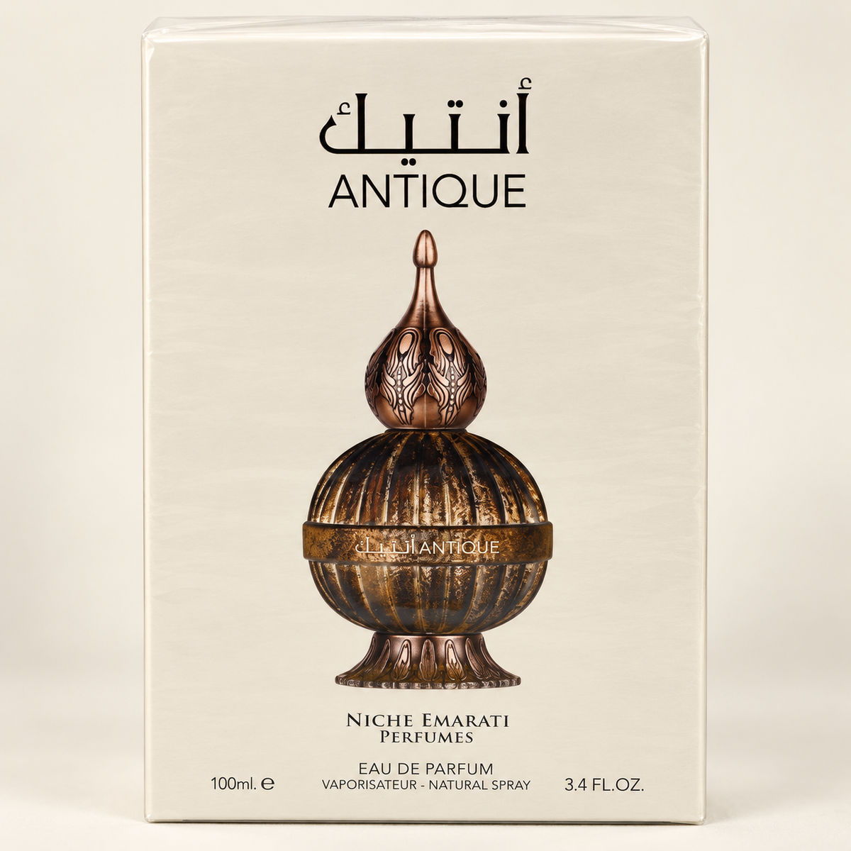 Antique perfume retail packaging - detail view