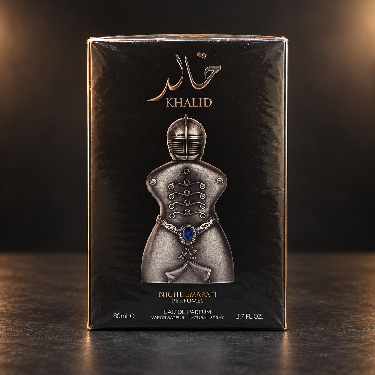 Khalid perfume retail packaging - studio view