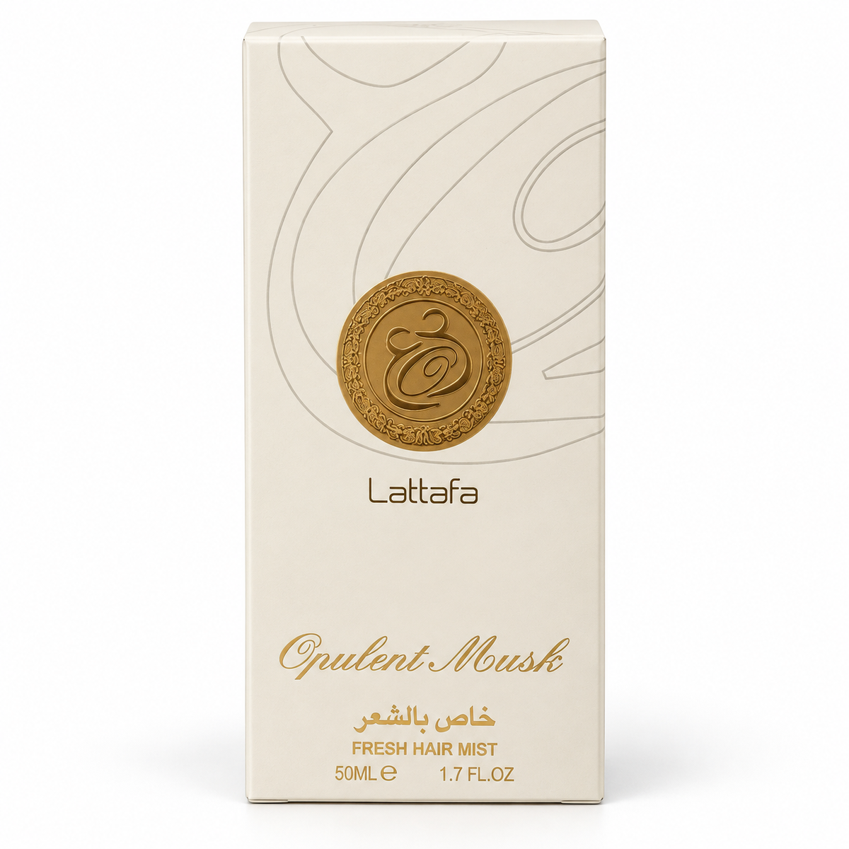 Opulent Musk Hair Mist 50ml by Lattafa – boxed product on white background