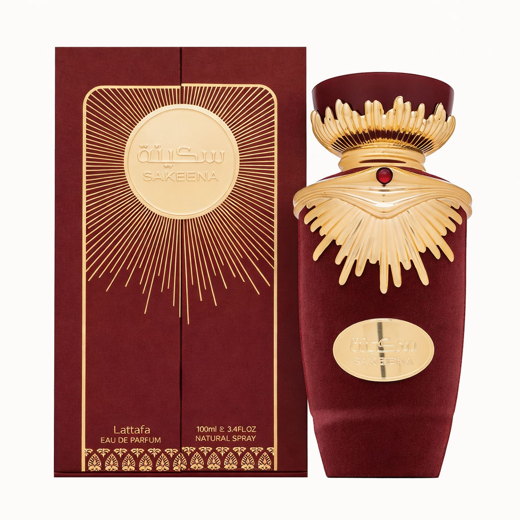 Lattafa Sakeena 100ml Eau de Parfum bottle and box