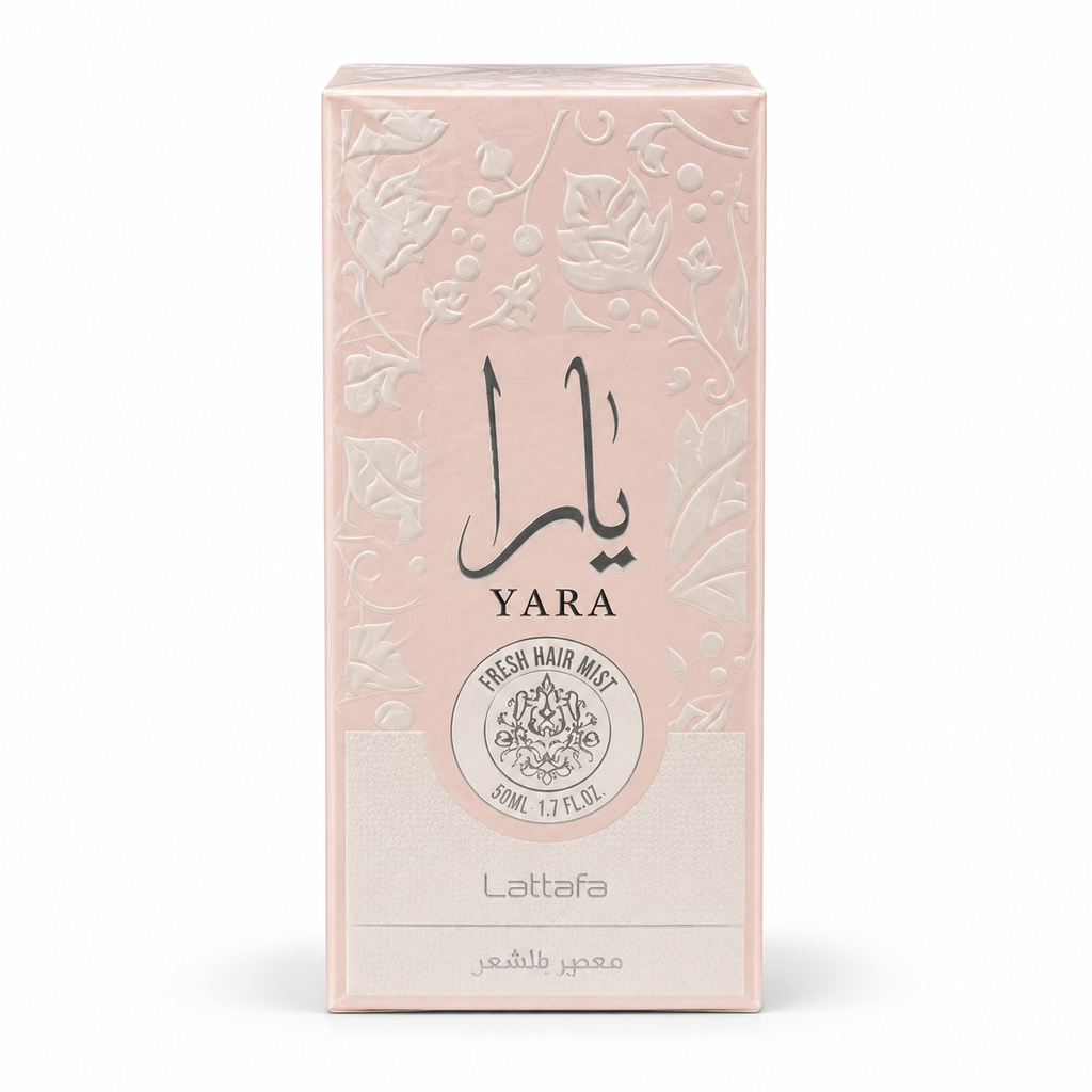 Yara Hair Mist 50ml by Lattafa – boxed product on white background