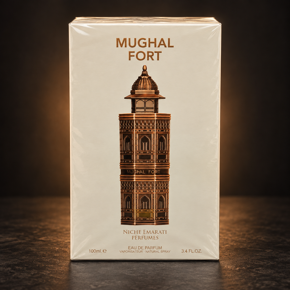 Mughal Fort perfume retail packaging - studio view