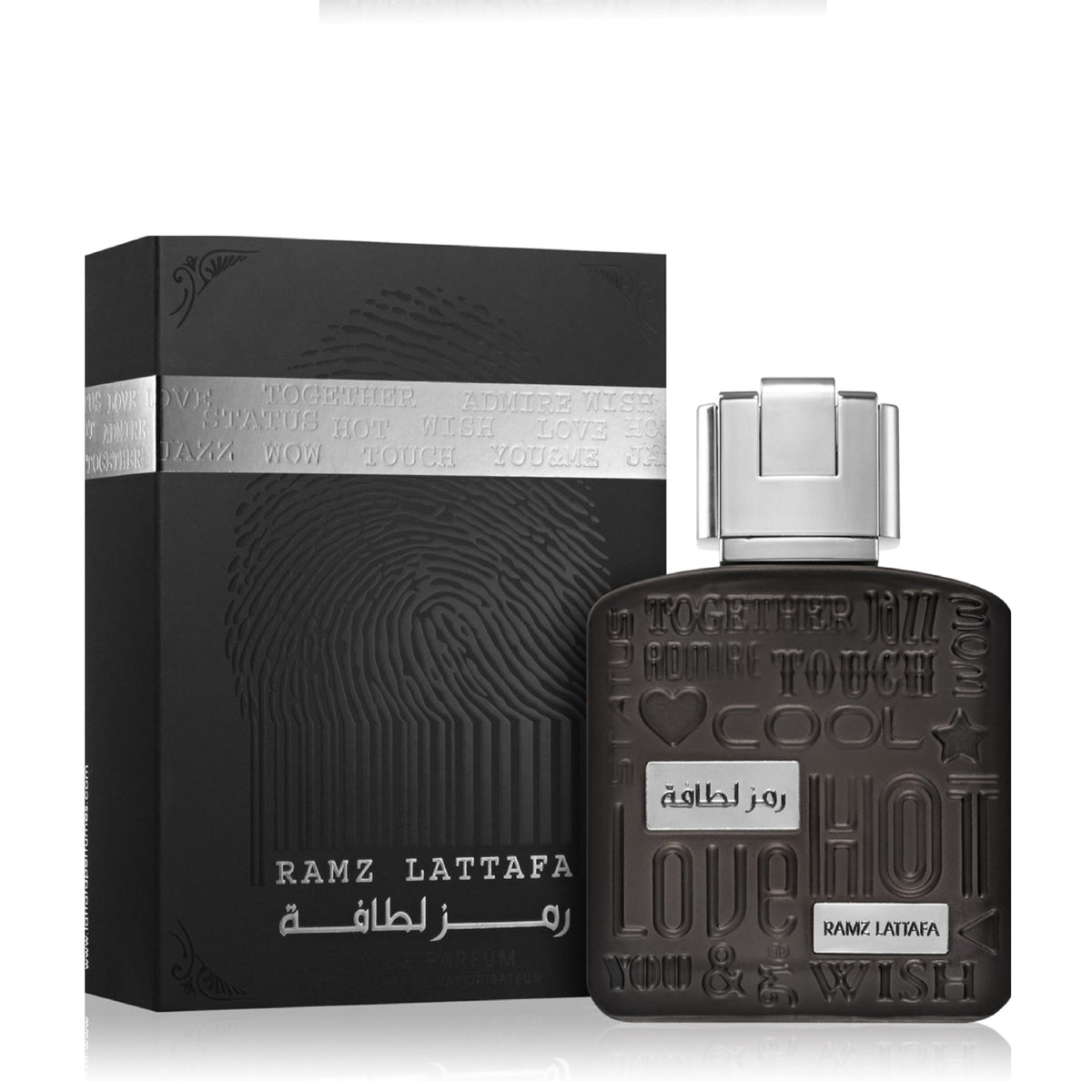 Lattafa Ramz Silver 100ml Eau de Parfum bottle and box