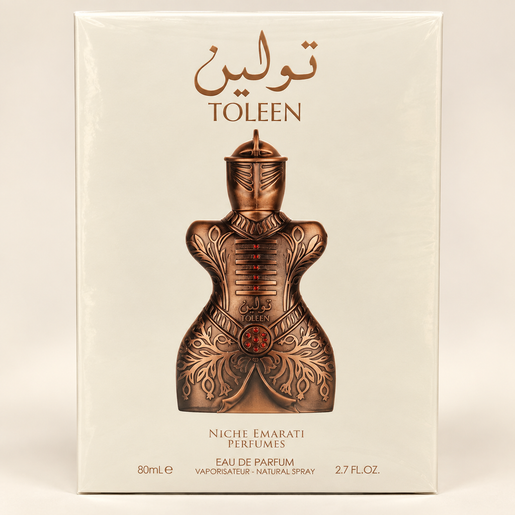 Toleen perfume retail packaging - detail view