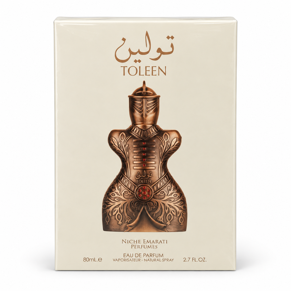 Toleen perfume retail packaging - front view