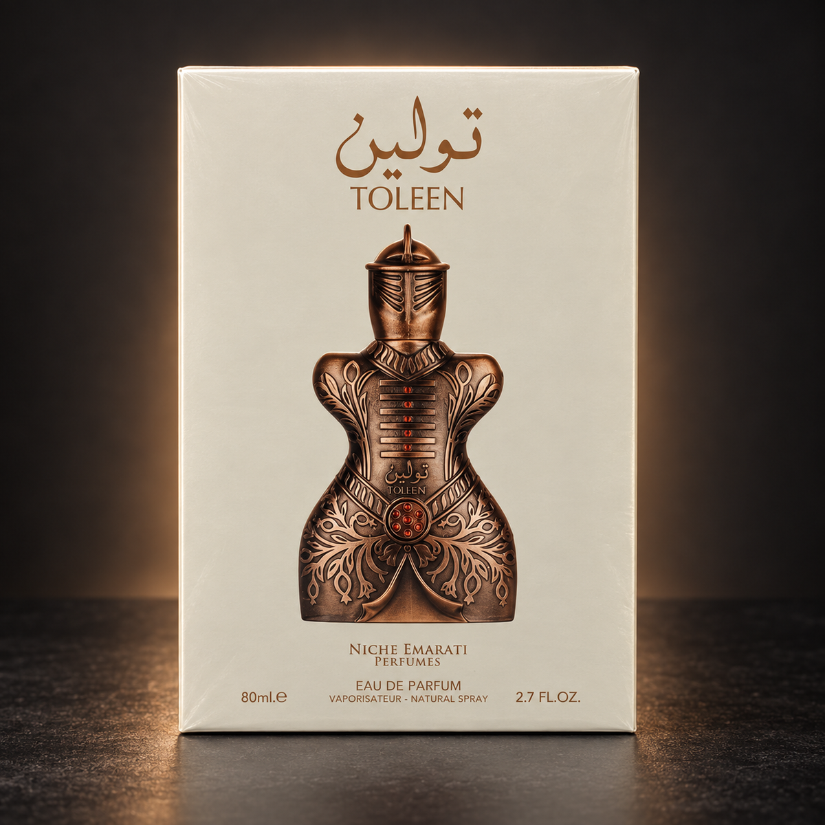 Toleen perfume retail packaging - studio view