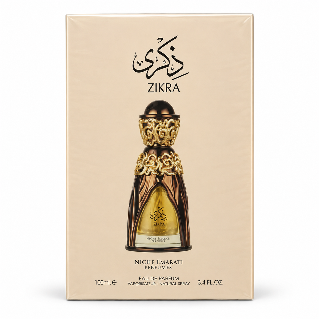 Zikra perfume retail packaging - front view